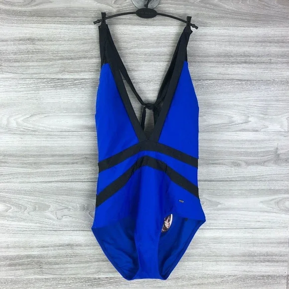 TED BAKER RALINDA TRIANGLE CUT ONE PIECE HALTER NWT BRIGHT BLUE Sz. 2 $129 - Picture 2 of 10